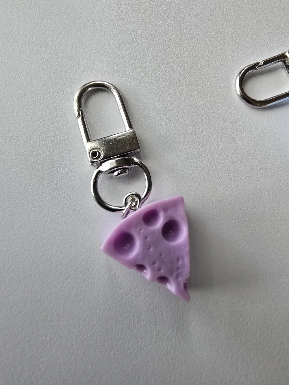 Cute Pastel Cheese Slice Keychain Set for Kids - Purple, Blue & Pink